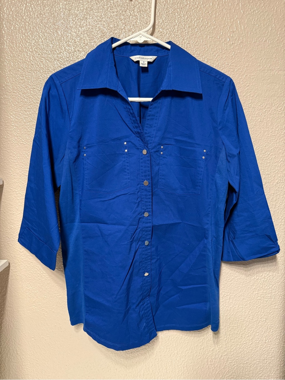 croft & barrow Women's Cobalt Blue Snap-Front Button Down Shirt